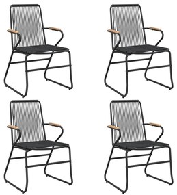 Conjunto de jantar para jardim 5 pcs vime PVC preto