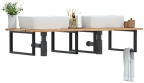 vidaXL Prateleira de parede p/ lavatório aço/madeira de acácia maciça