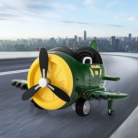 Avião elétrico para crianças com joysticks de controlo remoto Perfis aerodinâmicos dobráveis e hélice rotativa Verde