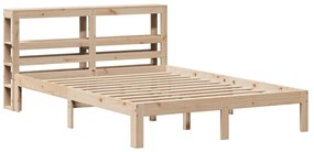 Estrutura de cama com cabeceira 160x200 cm pinho maciço