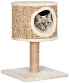 Árvore p/ gatos c/ ninho e poste arranhador 52 cm erva marinha