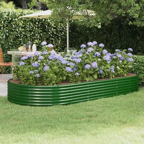vidaXL Canteiro elevado jardim 296x140x36 cm aço galvanizado verde