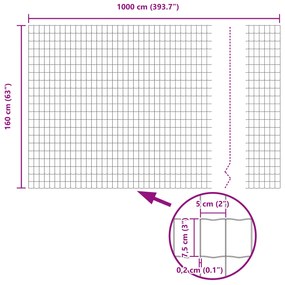Cerca Euro com 5 Postes U Verde 1.6x10 m de Aço