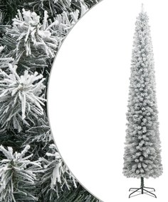 vidaXL Árvore de Natal fina c/ suporte e flocos de neve 300 cm PVC