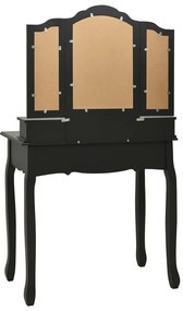 Conj. toucador com banco 80x69x141 cm madeira paulownia preto