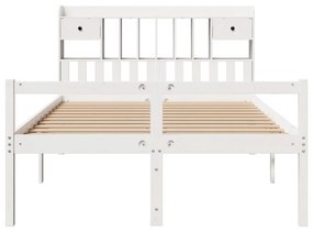 Cama com estante sem colchão 160x200 cm pinho maciço branco