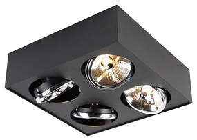 Projetores de design quadrado preto 4 luzes - Kaya Moderno