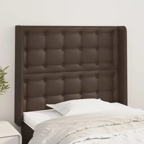 vidaXL Cabeceira cama c/ abas couro artif. 83x16x118/128 cm castanho