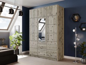 Roupeiro Dortivu 153, Carvalho wellington, 245x147x58cm, 156.4 kg, Portas para roupeiro: Com dobradiças