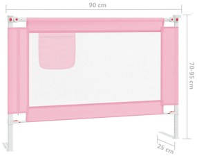 Barra de segurança p/ cama infantil tecido 90x25 cm rosa