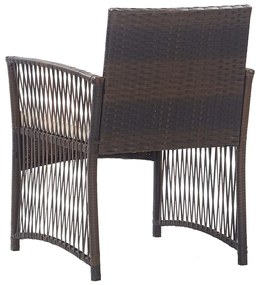 Cadeiras de jardim com almofadões 2 pcs vime PE castanho
