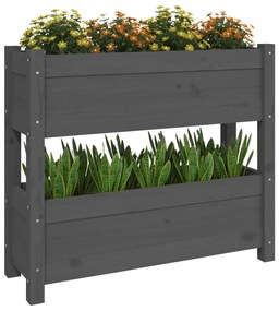 Vaso/floreira 77x25x66 cm madeira de pinho maciça cinzento