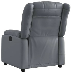 Poltrona massagens reclinável elétrica couro artif. cinzento