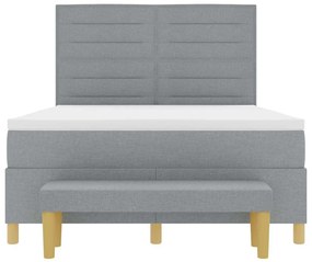 Cama Box com Colchão &amp; Banco Cinza Claro 140x200 cm Tecido