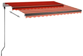 Toldo automático independente 350x250 cm laranja e castanho