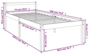 Cama de solteiro pequena p/ idosos 75x190 cm pinho maciço