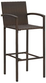 5 pcs conjunto de bar p/ jardim acácia maciça/vime PE castanho