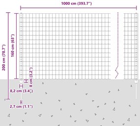 Cerca Euro com 10 Postes Cinzas 1,6x10 m Aço