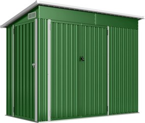 Outsunny Abrigo de Jardim Exterior 2,7 m² 234x132x185 cm com Três Portas Fechadura e Grelhas de Ventilação Verde | Aosom Portugal