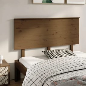 vidaXL Cabeceira de cama 144x6x82,5 cm pinho maciço castanho mel