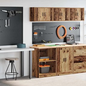 vidaXL Armários de garagem 2 pcs derivados de madeira madeira velha