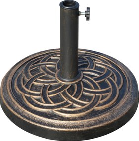 Outsunny Base Guarda sol de Jardim Suporte para Chapéu de Sol Redondo para Mastros de 38mm/48mm Resina e Aço Ø45x33cm Bronze | Aosom Portugal