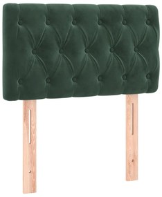 Cama com molas/colchão 80x200 cm veludo verde-escuro