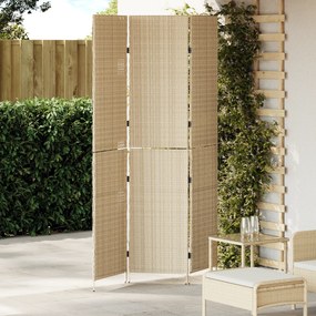 Divisória de Ambiente vidaXL 3 Painéis Dobrável Bege 146x200 cm Polirattan