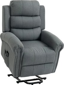 HOMCOM Poltrona Relax Reclinável Elétrica Elevatória com Massagem Vibratória e Calor, Comando à Distância, Cinzento | Aosom Portugal