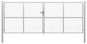vidaXL Portão de jardim em aço galvanizado 400 x 150 cm cor prata