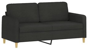 Sofá 2 lugares + almofadas decorativas 140 cm tecido preto