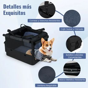 Saco de transporte dobrável e portátil Tamanho S - 80 x 65 x 42 cm para animais de estimação com 2 aberturas e janela Tapete macio Preto
