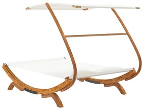Espreguiçadeira c/ toldo 165x203x138 cm madeira curva creme