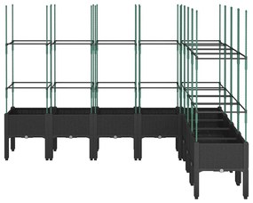 Vaso/floreira de jardim c/ treliça 200x160x142,5 cm PP preto