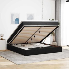 Estrutura de cama otomana com colchão 160x200 cm veludo preto