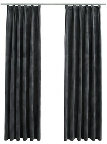 Cortinas blackout com ganchos 2 pcs 140x225 cm veludo antracite