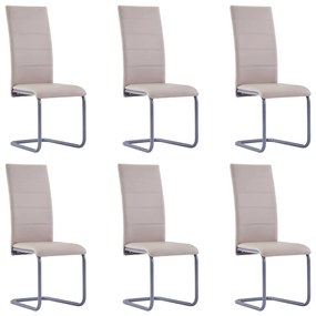 vidaXL Cadeiras de jantar cantilever 6 pcs couro artificial cappuccino