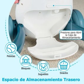 Andador Montessori para Bebés com Música Luzes Classificador Formas Engrenagens Giratórias Azul