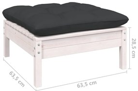10 pcs conj. lounge de jardim c/ almofadões pinho maciço branco