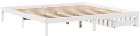 Cama sem colchão 200x200 cm madeira de pinho maciça branco