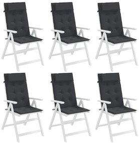 Almofadões p/ cadeira encosto alto 6 pcs tecido oxford preto