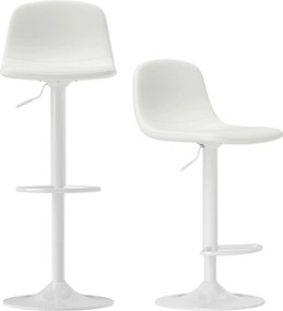 HOMCOM 2 Banco de Bar com Encosto e Apoio para os Pés Giratórios 360° em PU Reguláveis 84-104cm Branco | Aosom Portugal