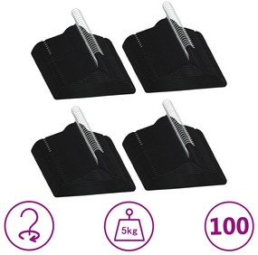100 pcs conjunto de cabides antiderrapantes veludo preto