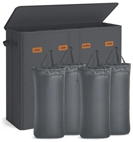 Cesto para roupa suja com três compartimentos (210L) 84 x 33 x 75 cm Cinzento