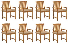 vidaXL Cadeiras de jardim com almofadões 8 pcs acácia maciça