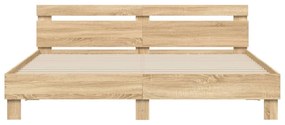 Estrutura cama c/ cabeceira/luzes LED 180x200cm carvalho sonoma