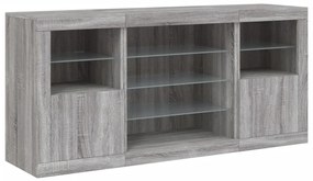 Aparador com luzes LED 142,5x37x67 cm cinzento sonoma