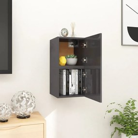 vidaXL Móvel de TV de parede 2 pcs 30,5x30x30 cm cinzento brilhante