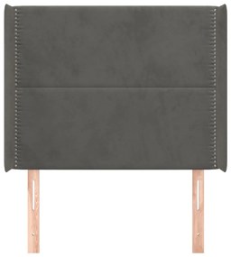 Cabeceira cama c/ abas veludo 93x16x118/128 cm cinzento-escuro