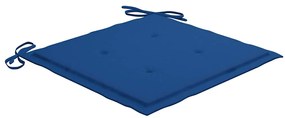 3 pcs conj. jantar dobrável exterior c/ almofadão teca maciça